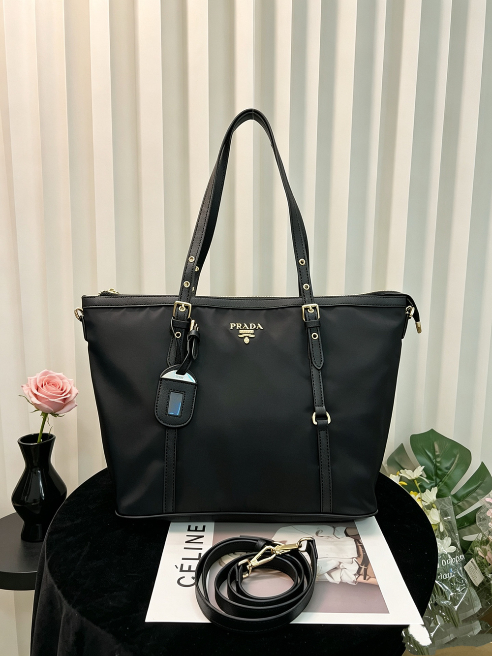 🌹Prada Nylon Tote Bag With Detachable Crossbody Strap